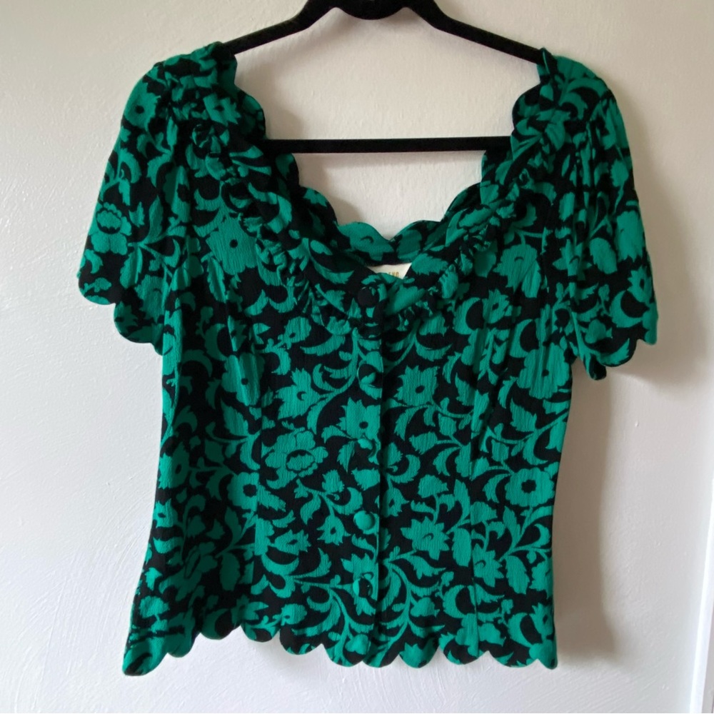 Maeve Anthropologie navy and green top Size 14